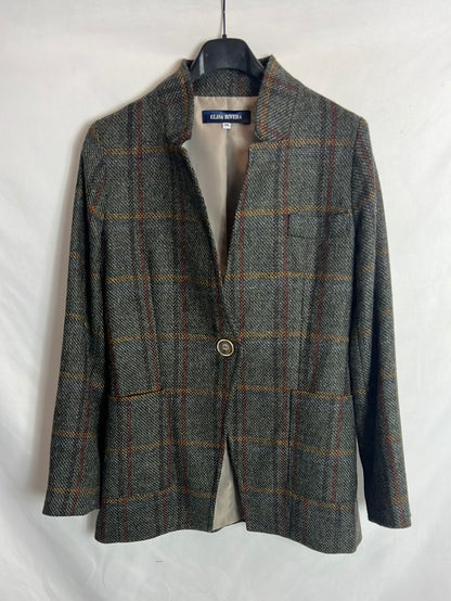 ELISA RIVERA. Blazer lana espiga . T 36