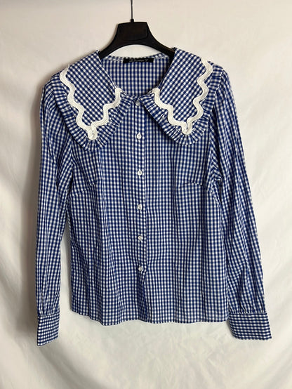 SIMPLEE. Blue gingham shirt. TS