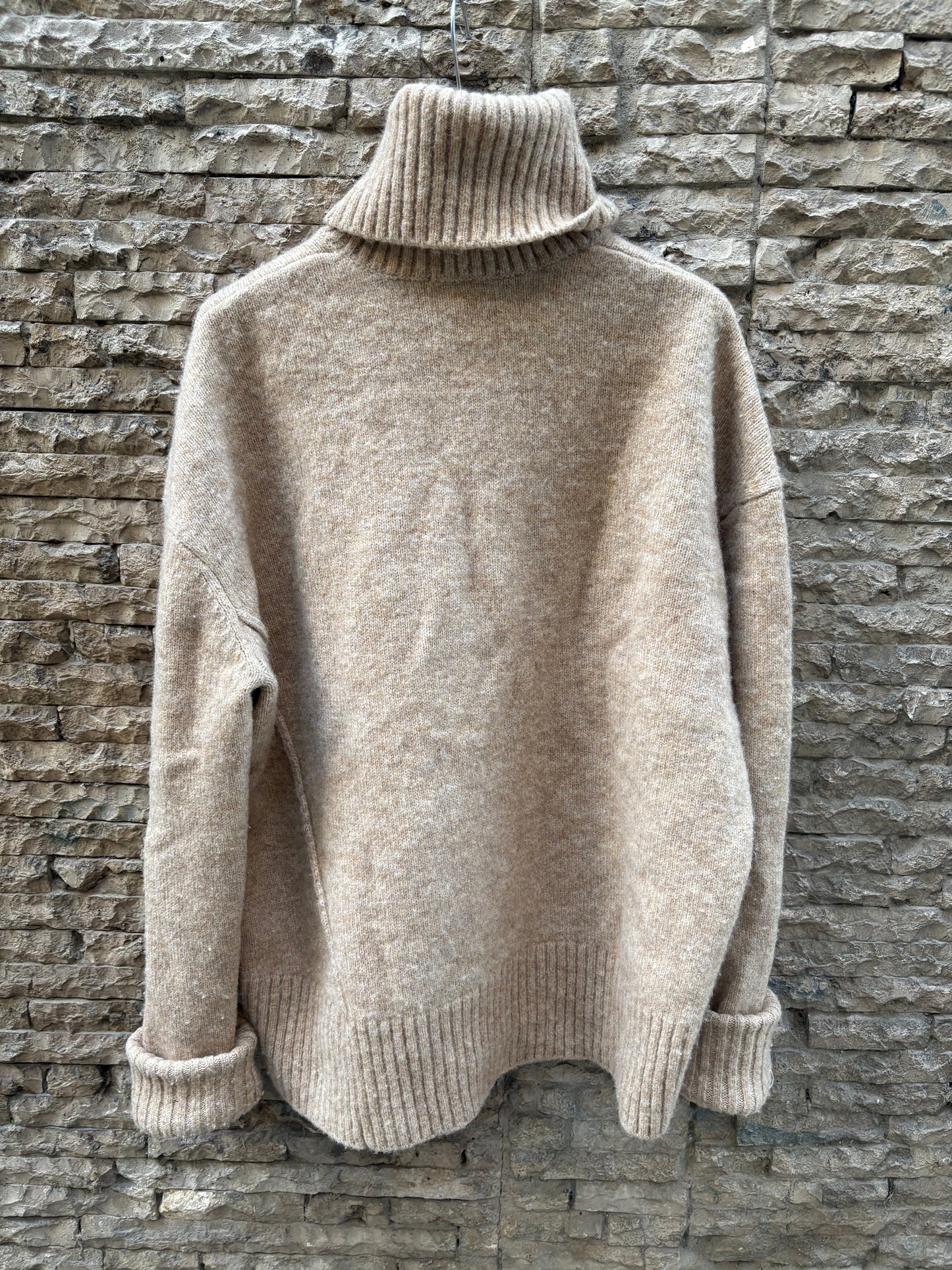 &OTHER STORIES, Jersey beige cuello vuelto lana