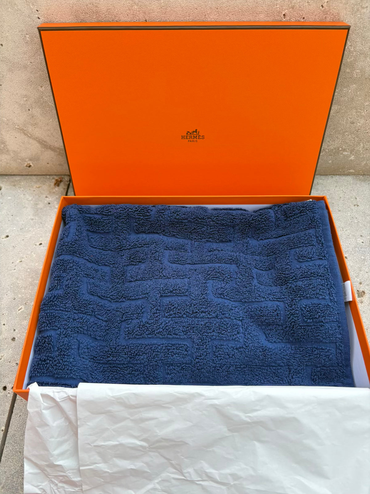 HERMES. Toalla de invitados en azul