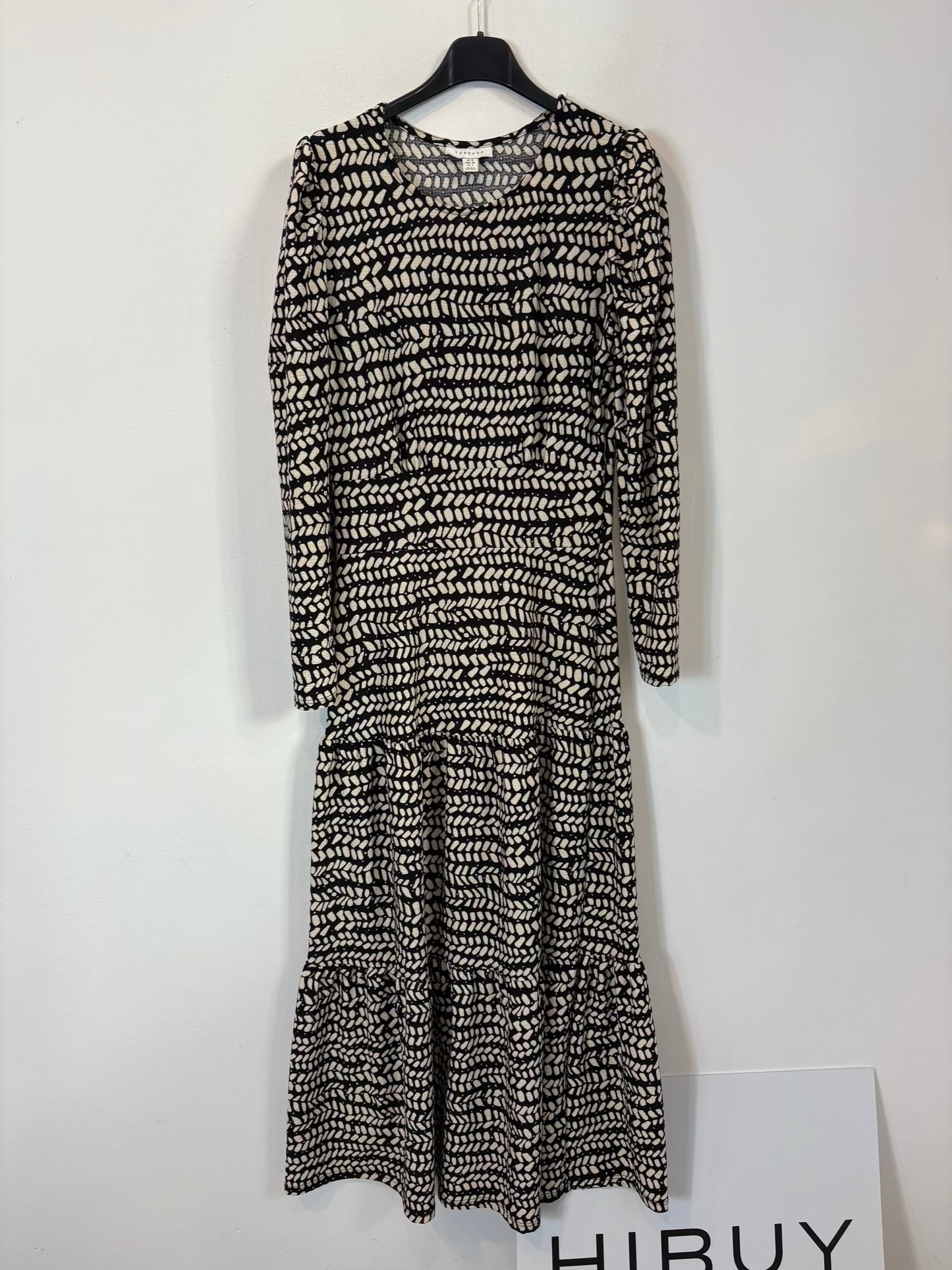 TOPSHOP. Vestido largo bicolor manga larga