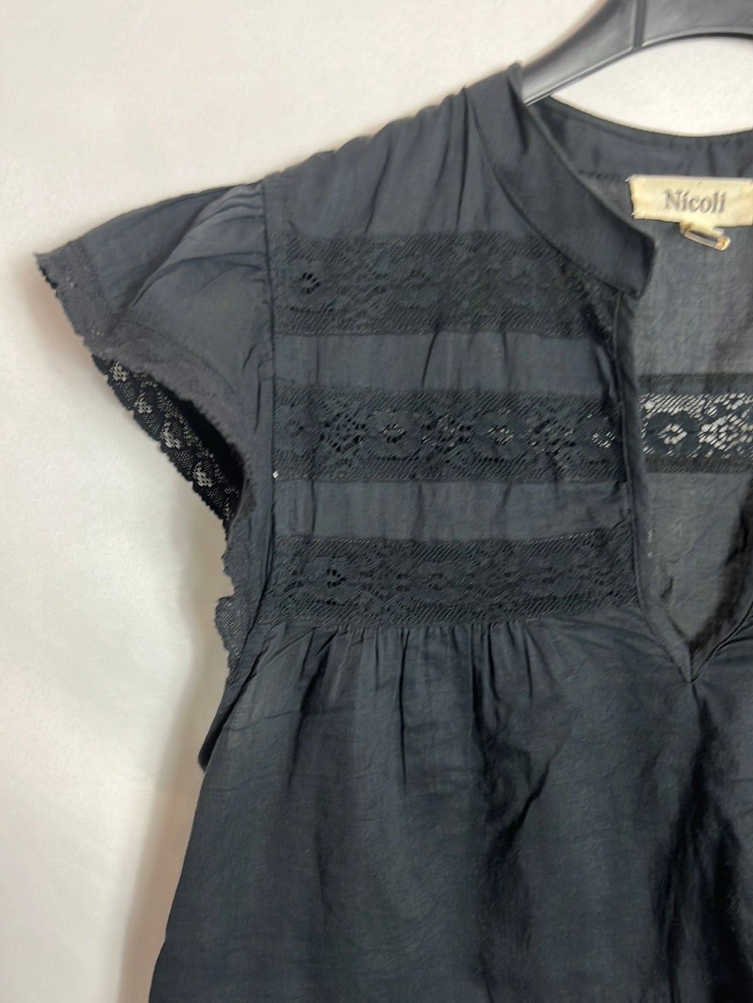 NICOLi. Blusa azul encaje. T S