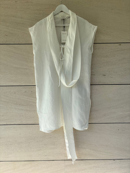 MASSIMO DUTTI Limited Edition. Vestido corto/top  blanco lino lazada