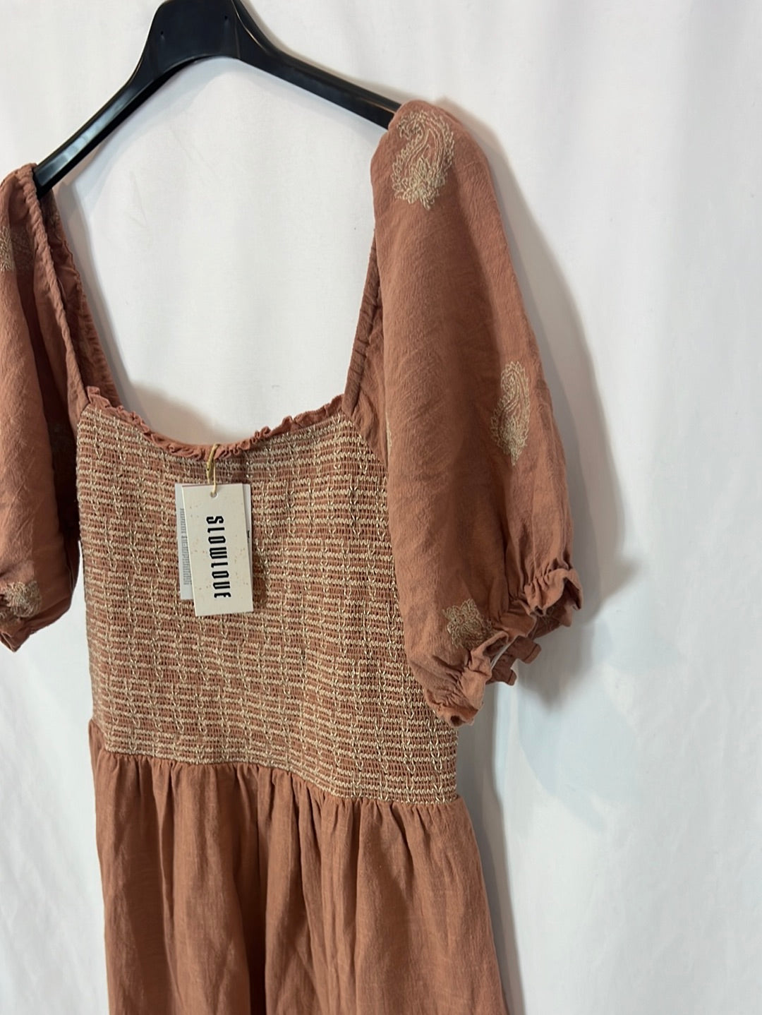 SLOWLOVE. Embroidered honeycomb dress Tm