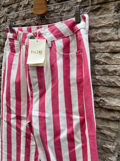 BALZAC. Denim rayas rosas abotonado. T 26 (S)