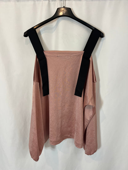 BERSHKA. Flowy pink strappy Ts top
