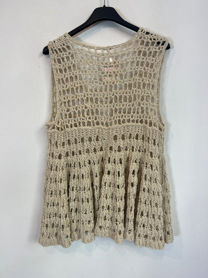 FREE PEOPLE. Top beige punto amplio. T M