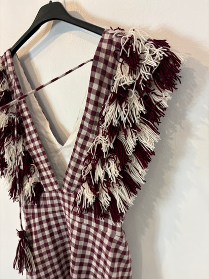 IQ COLLECTION. Vestido largo vichy flecos