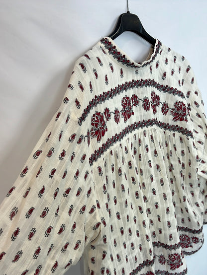 MASSCOB. Beige floral blouse T.xs