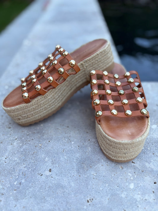 MAKIS KROTIS. Sandalia piel plataforma. T 39