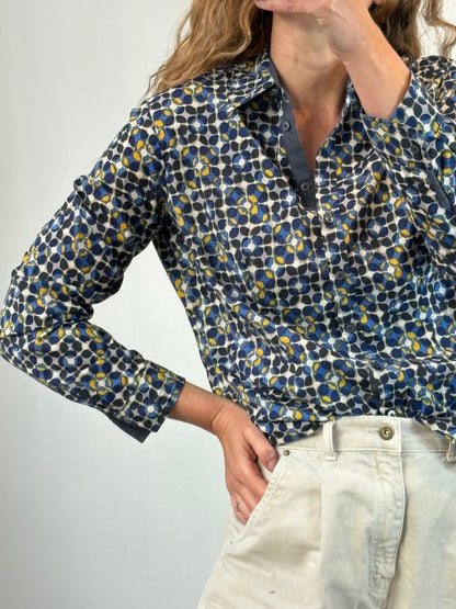 S. OLIVER. Camisa azul estampada