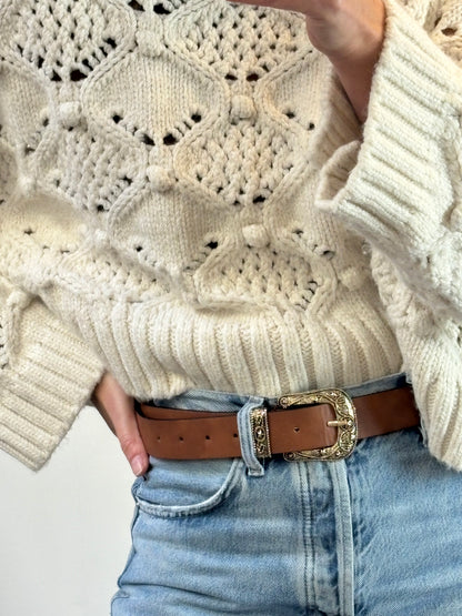 OTRAS. Cinturón marrón hebilla dorada