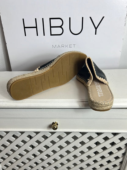 MACARENA. Sandalia esparto piel negra. T 37