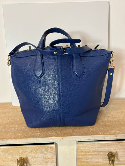AVG. Bolso shopper azul piel