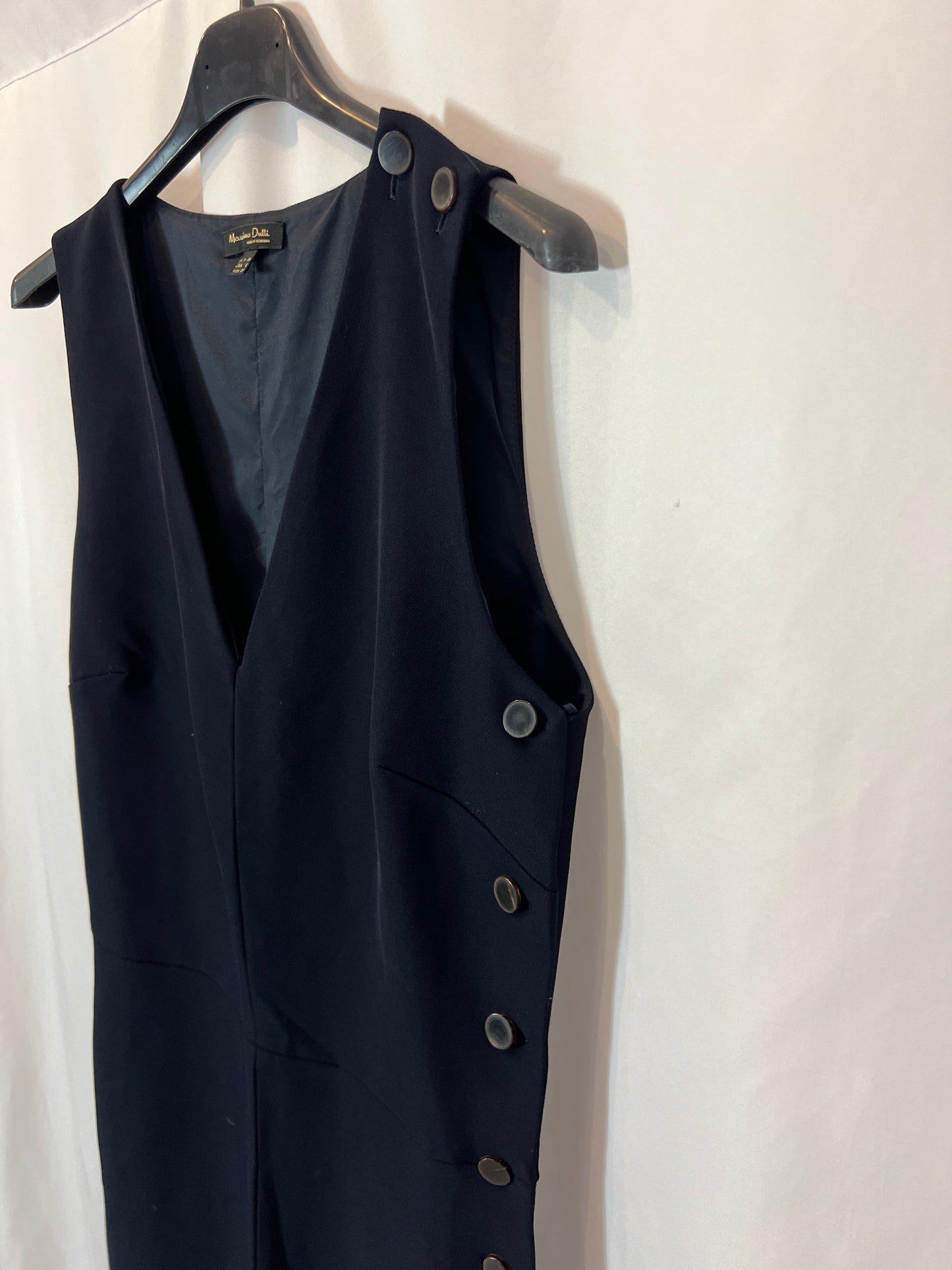 MASSIMO DUTTI. Mono azul culotte botonadura lateral. T 38