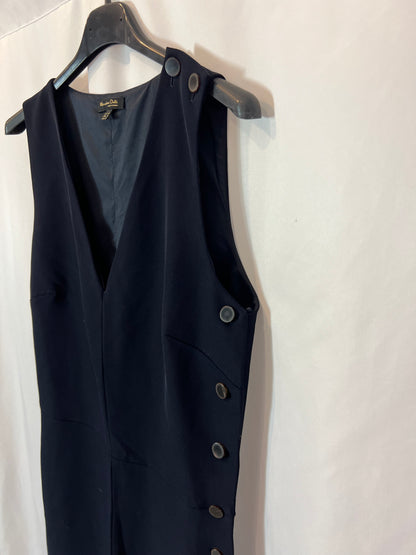 MASSIMO DUTTI. Mono azul culotte botonadura lateral. T 38