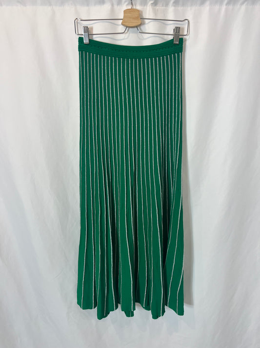 SANDRO. falda de punto verde rayas T.s