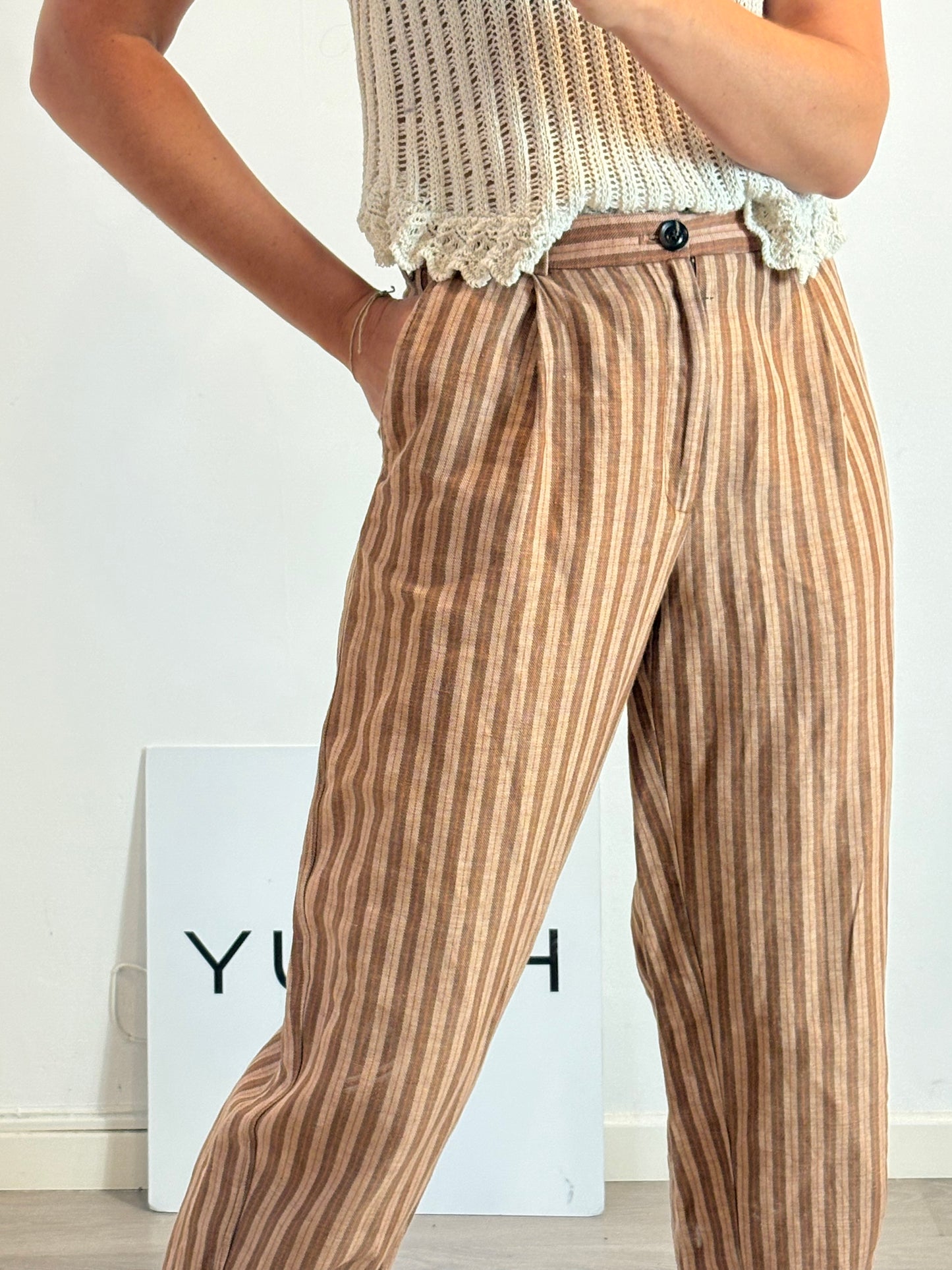SOEUR. Pantalón raya tonos tierra. T 38