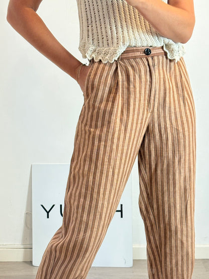 SOEUR. Pantalón raya tonos tierra. T 38