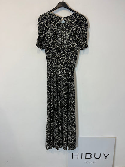 STRADIVARIUS. Vestido largo punto elástico flores. T S