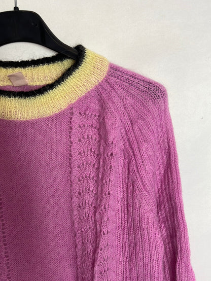 BECK SUNDERGAARD. Jersey morado detalle puños y cuello. T S