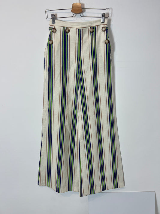 SEZANE. Striped and buttoned wide-leg trousers, size 34