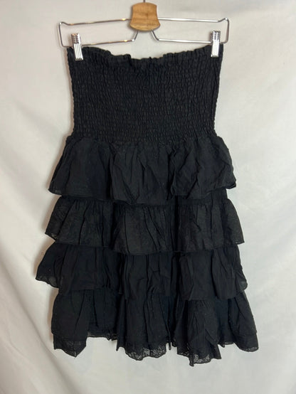 BANANA MOON.  Vestido corto plumeti negro. T L