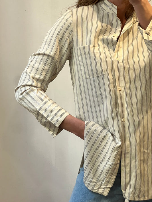 ZARA. Flowy beige striped shirt. TS