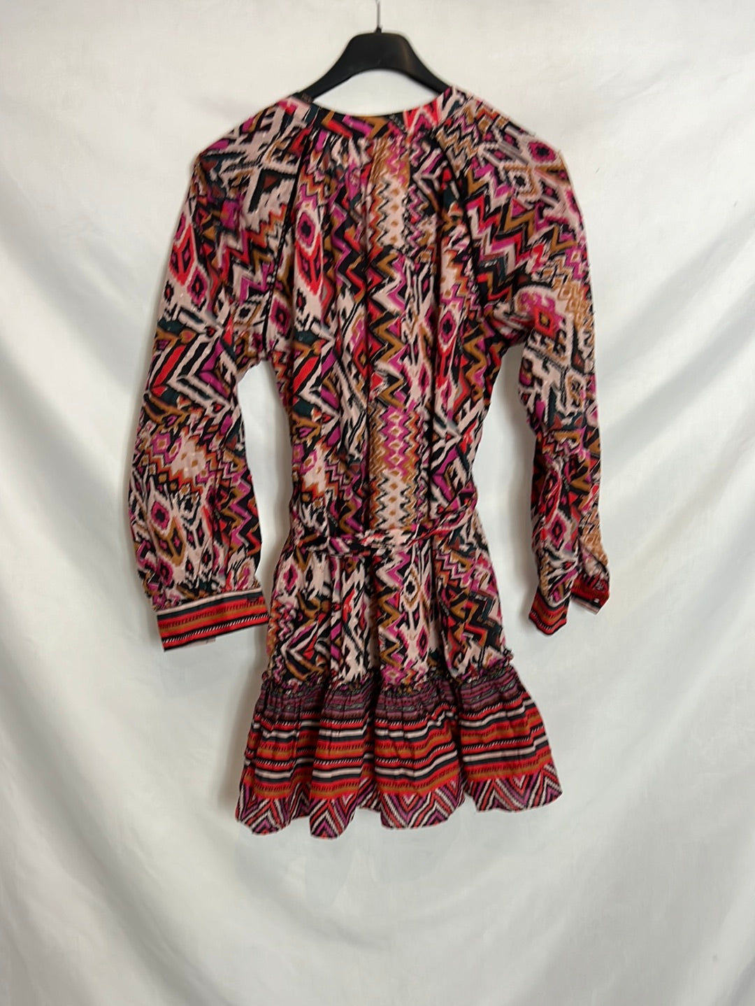 ZARA. Vestido corto cruzado estampado. T XS