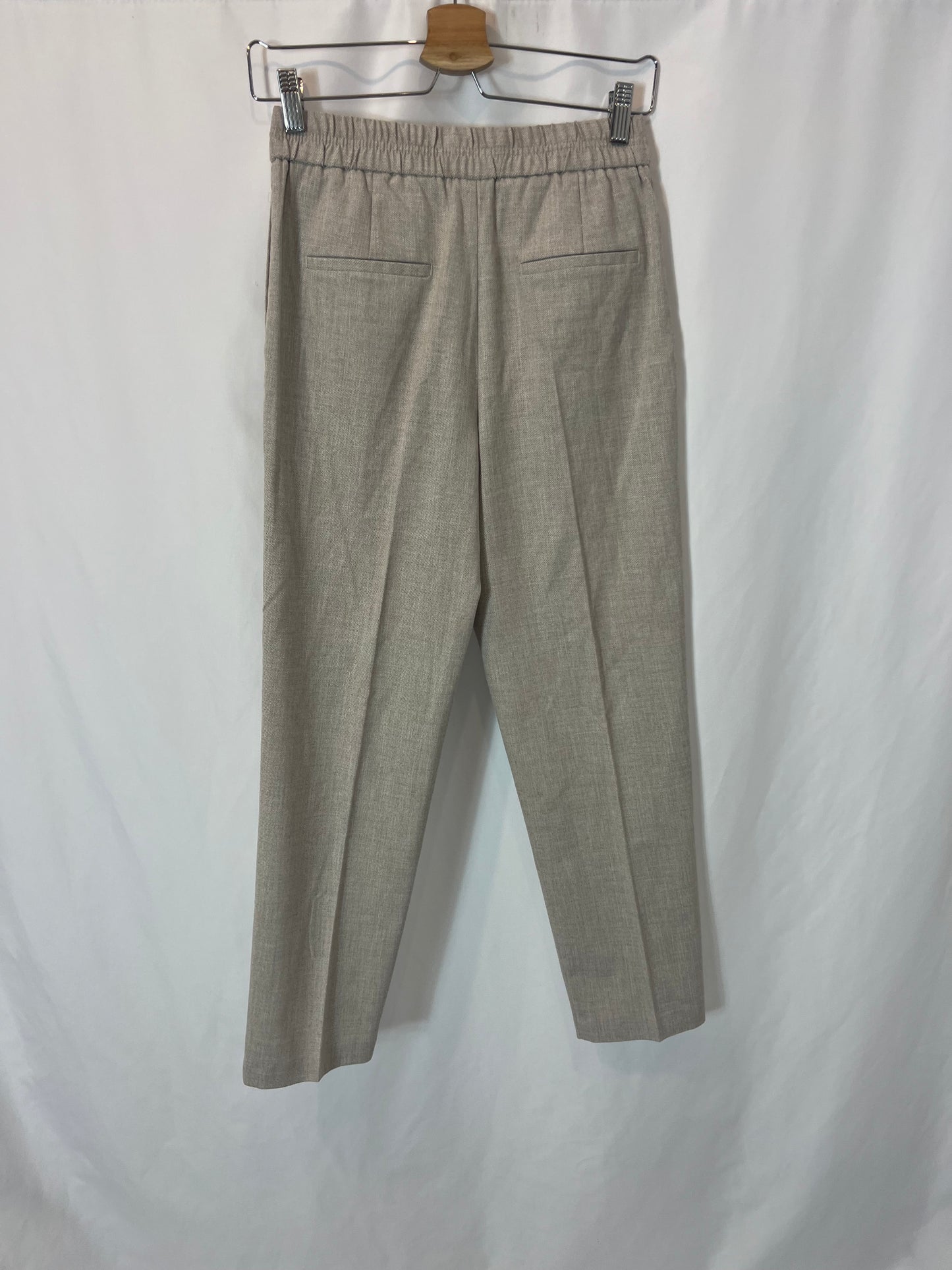 MANGO. Pantalón beige jaspeado abotonado. T S