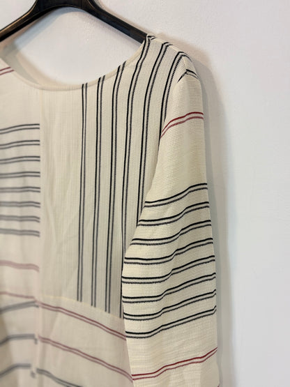 ZARA. Vestido largo rayas textura asimétrico. T S