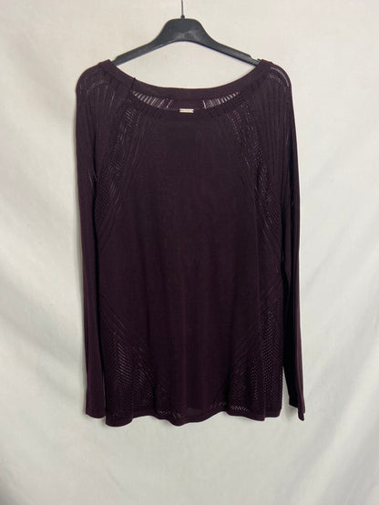 PEDRO DEL HIERRO. Burgundy openwork sweater. TS