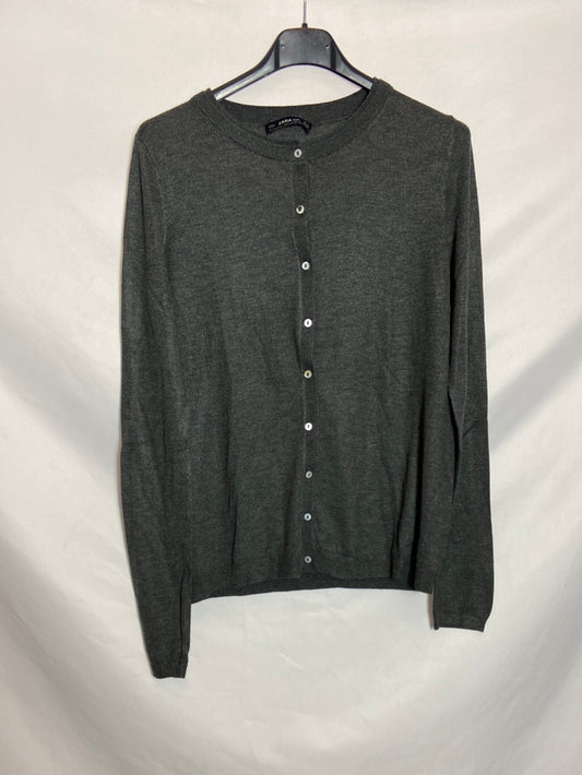 ZARA. Cárdigan punto gris. T.s