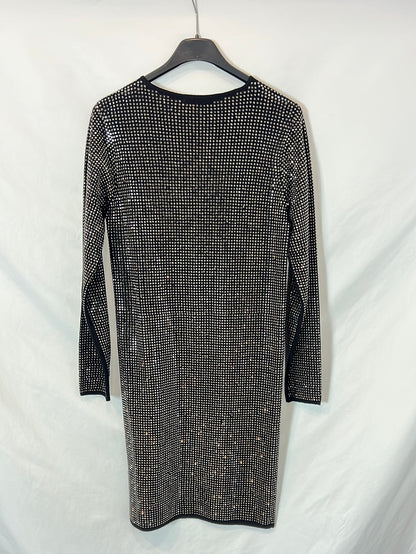ZARA. Vestido negro tachuelas T.s