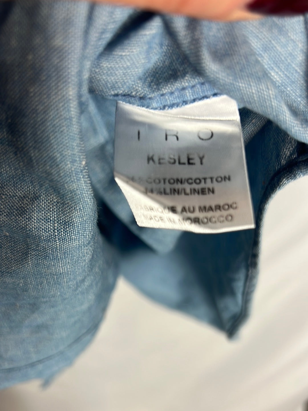 IRO. Denim shirt with leather details. Size 2(M)