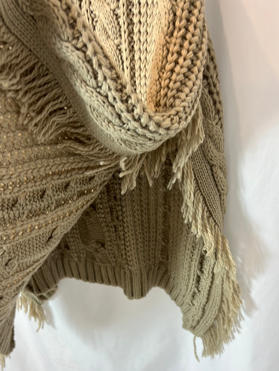 HUG&amp;CLAU. Beige poncho with 8-point stitches (s/m)