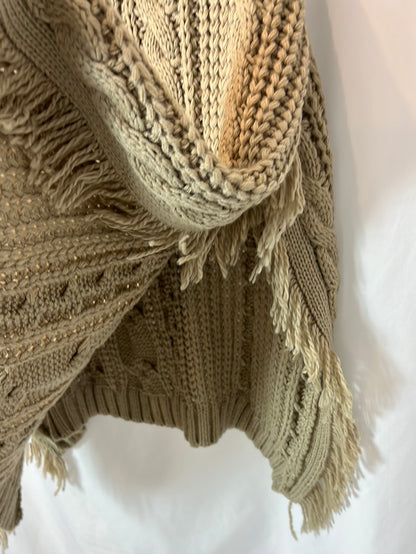 HUG&amp;CLAU. Beige poncho with 8-point stitches (s/m)