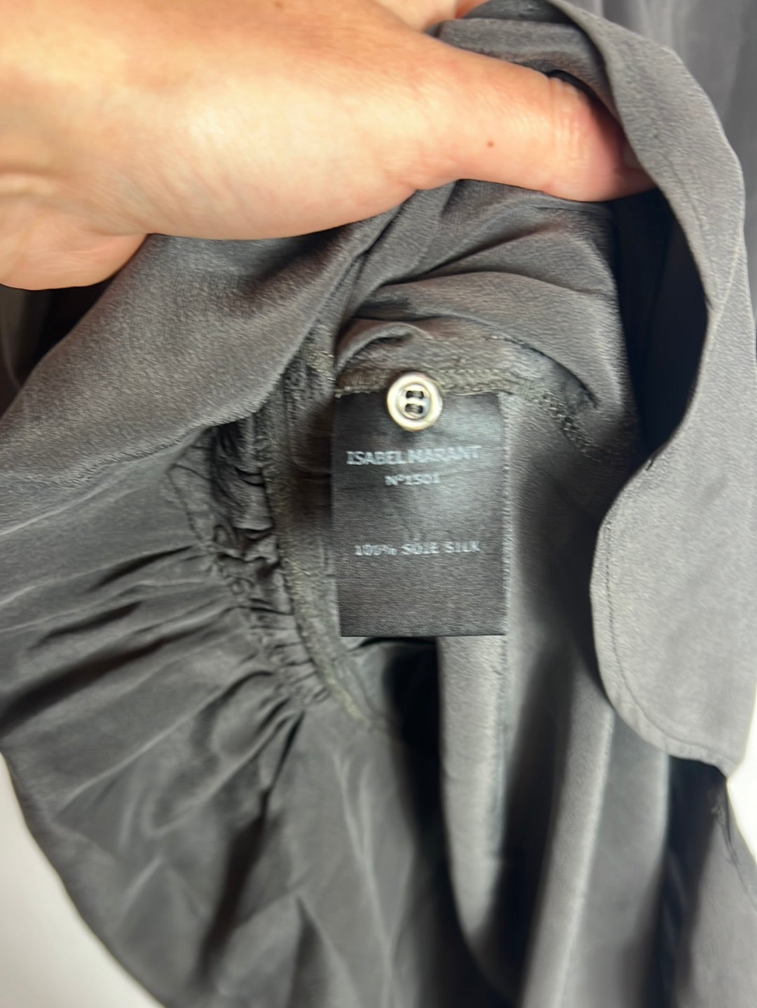 ISABEL MARANT. Vestido corto gris seda. T1(S)