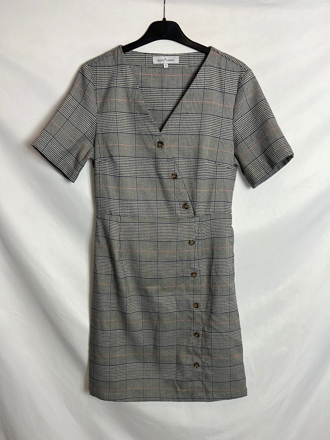 AMICHI. Buttoned houndstooth dress. TS