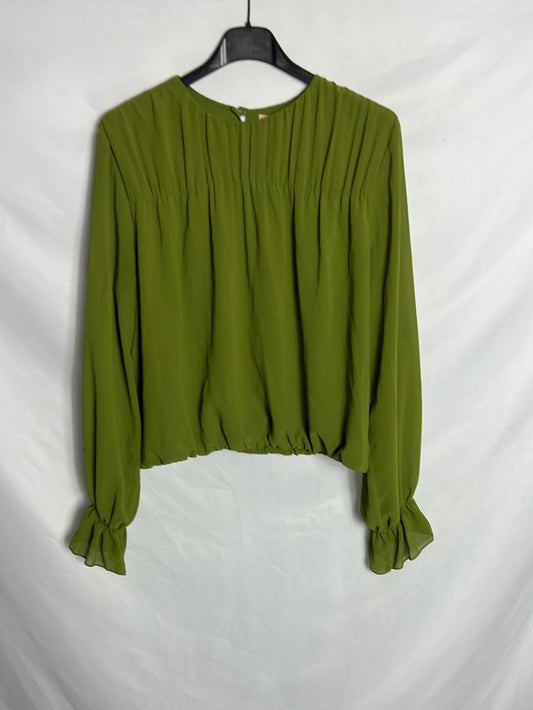 BIMANI. Blusa verde gasa. T M