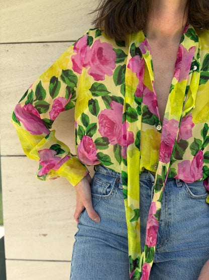 PAROSH. Green floral blouse TU (s/m)