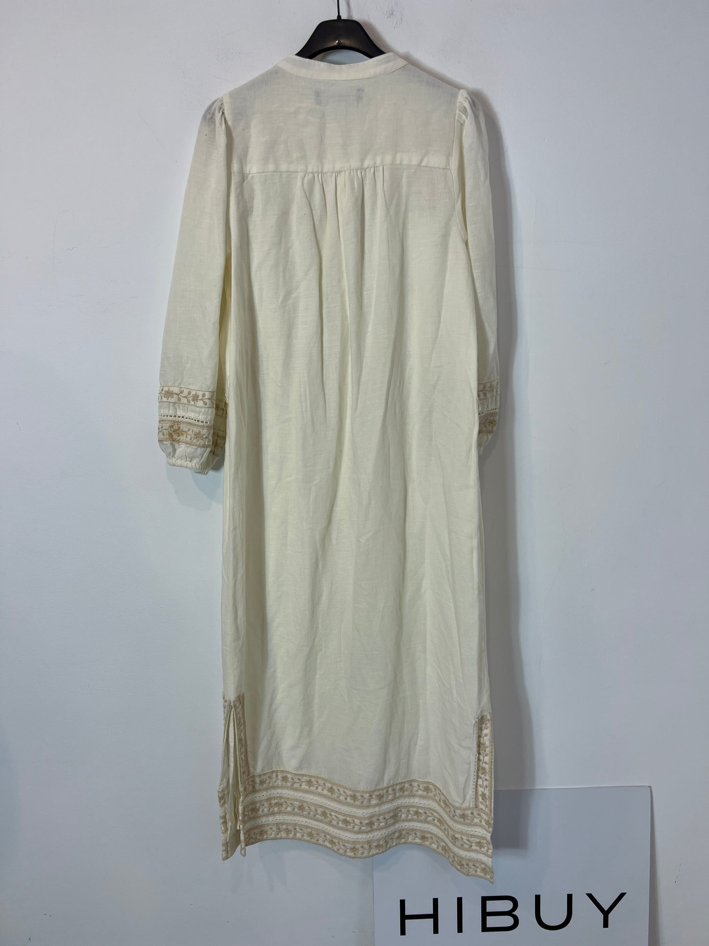 LLOYD'S. Vestido beige bordado T.38