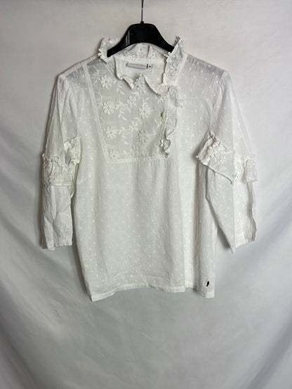 COSTER COPENHAGEN. Blusa plumeti bordados. T 34