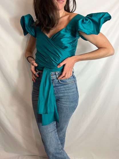 ANA BLARK. Top verde lazada T.m