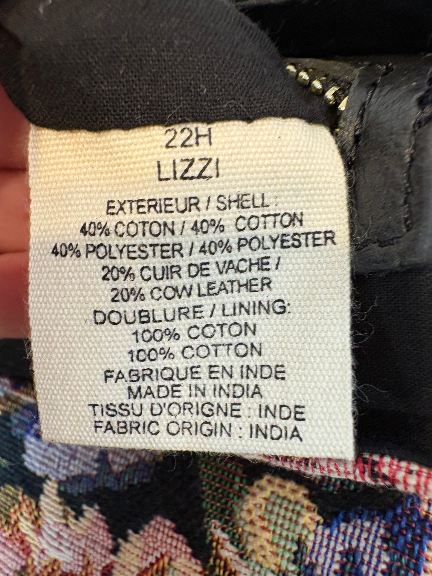 PETITE MENDIGOTE. Bolso estampado con piel asa larga