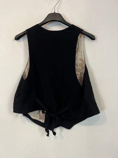 ZARA. Chaleco negro doble textura T.xs