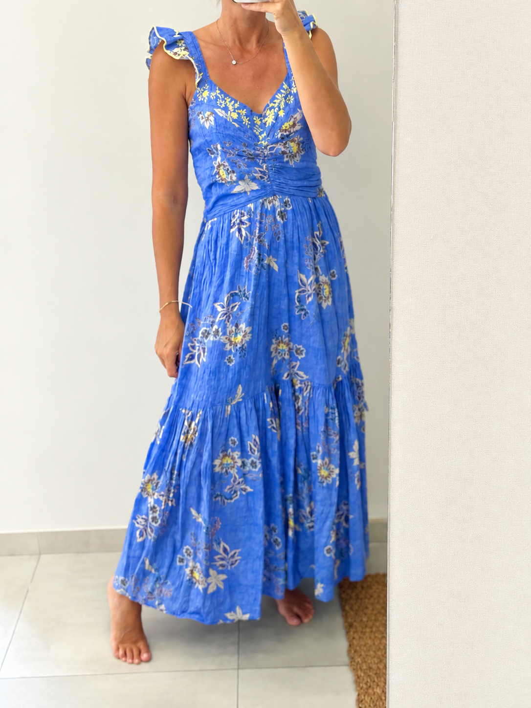 SOPHIE+LUCIE. Vestido largo azul estampado