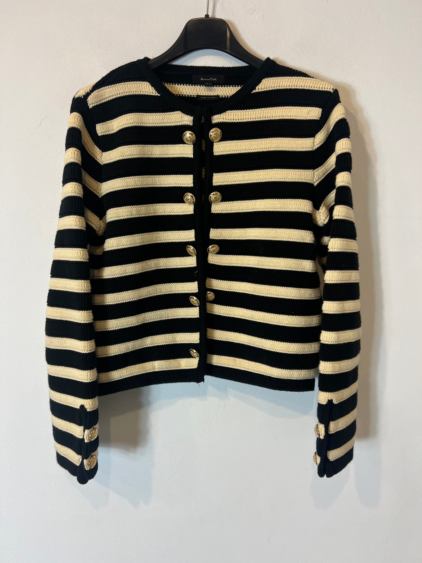 MASSIMO DUTTI. Cárdigan rayas botones dorados. T XS