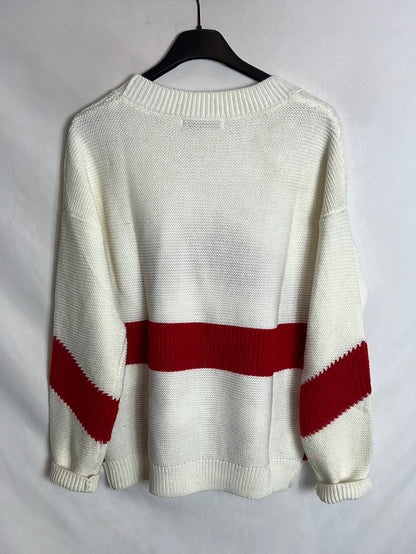 MANGO Beige and red sweater. TM