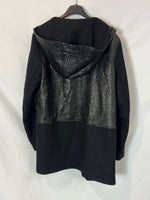SANDRO. Abrigo lana negro doble textura. T 38